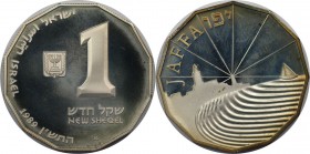 Weltmünzen und Medaillen, Israel. Hafen von Jaffa. 1 New Sheqel 1989, Silber. 0.39 OZ. KM 203. Polierte Platte