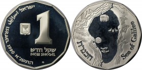 Weltmünzen und Medaillen, Israel. Historische Stätten - See von Galiläa. 1 New Sheqel 1990, Silber. 0.33 OZ. KM 210. Polierte Platte