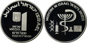 Weltmünzen und Medaillen, Israel. Medizin in Israel. 1 New Sheqel 1995, Silber. 0.43 OZ. KM 263. Proof Like