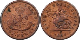 Weltmünzen und Medaillen, Kanada / Canada. Token - Upper Kanada. 1 Penny 1857, Kupfer. KM Tn3. Schön-sehr schön