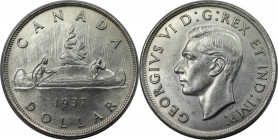 Weltmünzen und Medaillen, Kanada / Canada. Georg VI. (1936-1952). 1 Dollar 1937, Silber. KM 37. Vorzüglich