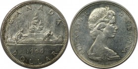 Weltmünzen und Medaillen, Kanada / Canada. Kanu. 1 Dollar 1966, Silber. KM 64.1. Fast Stempelglanz