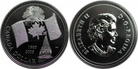 Weltmünzen und Medaillen, Kanada / Canada. 40 Jahre Nationalflagge von Kanada. 1 Dollar 2005, Silber. KM 549. Polierte Platte