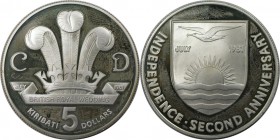 Weltmünzen und Medaillen, Kiribati. 2. Jahrestag der Unabhängigkeit bzw. 5 Dollars 1981, Silber. 0.85 OZ. KM 10a. Polierte Platte