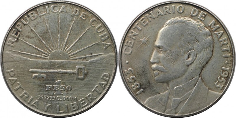 Weltmünzen und Medaillen, Kuba / Cuba. 100. Geburtstag von Jose Marti. 1 Peso 19...