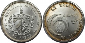 Weltmünzen und Medaillen, Kuba / Cuba. Konferenz der blockfreien Staaten. 20 Pesos 1979, Silber. 0.77 OZ. KM 44. Stempelglanz
