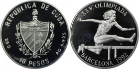 Weltmünzen und Medaillen, Kuba / Cuba. XXV. Olympische Spiele 1992 in Barcelona - Hürdenläuferin. 10 Pesos 1990, Silber. 0.83 OZ. KM 336. Polierte Pla...