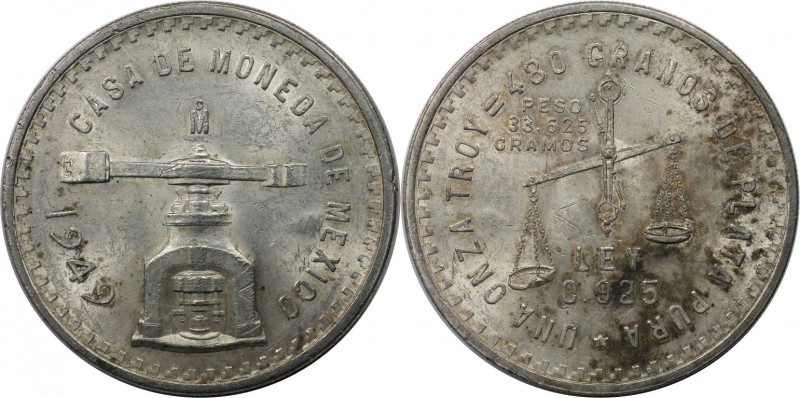 Weltmünzen und Medaillen, Mexiko / Mexico. 1 Onza 1949 Mo, Silber. KM #M49a. Vor...