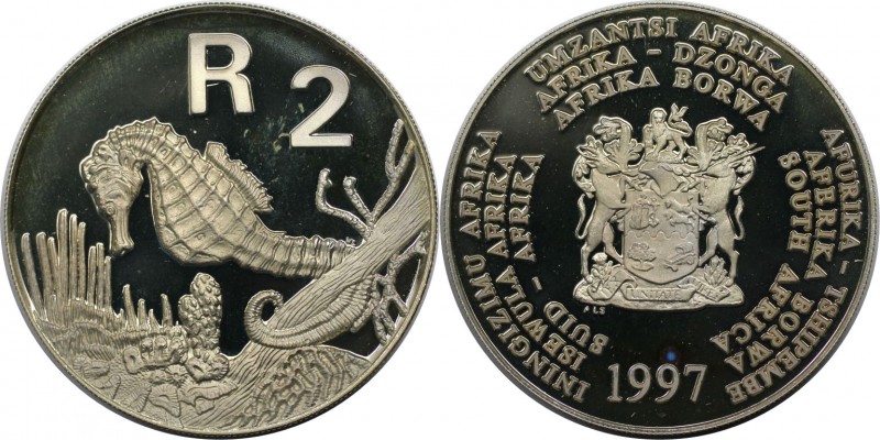 Weltmünzen und Medaillen, Südafrika / South Africa. "Seepferdchen". 2 Rand 1997,...