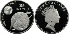 Weltmünzen und Medaillen, Tokelau islands. 1. Bemannte Mondumkreisung. 5 Tala 1993, Silber. 0.93 OZ. KM 16. Polierte Platte