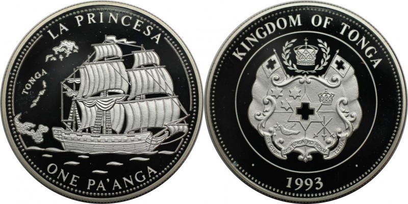 Weltmünzen und Medaillen, Tonga. Schiff "La Princesa"1 Pa'anga 1993, Silber. 0.9...