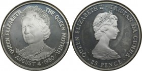 Weltmünzen und Medaillen, Tristan da Сunha. 80. Geburtstag Königin Mutter. 25 Pence 1980, Silber. 0.84 OZ. KM 3a. Polierte Platte