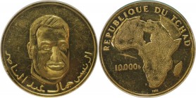 Weltmünzen und Medaillen, Tschad / Chad. Präsident Nasser. 10000 Francs 1970, Gold. 1.0 OZ. KM 14. PCGS PR Genuine Scratch - UNC Detail. Auflage 205 S...