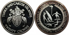 Weltmünzen und Medaillen, Turks und Caicos Inseln / Turks and Caicos Islands. "1992 Sommerolympiade, Barcelona". 20 Crowns 1992, Silber. 1.0 OZ. KM 82...