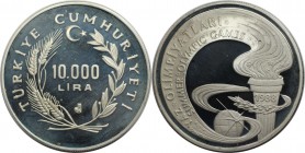 Weltmünzen und Medaillen, Türkei / Turkey. Sommerolympiade Seoul. 10000 Lira 1988, Silber. 0.69 OZ. KM 984. Polierte Platte