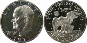 Weltmünzen und Medaillen, Vereinigte Staaten / USA / United States. "Eisenhower Dollar". 1 Dollar 1971 S, Silber. KM 203a. Polierte Platte