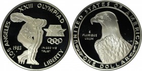 Weltmünzen und Medaillen, Vereinigte Staaten / USA / United States. XXIII. Olympische Sommerspiele 1984 in Los Angeles - Diskuswerfer. 1 Dollar 1983 S...