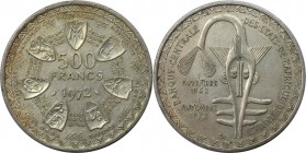 Weltmünzen und Medaillen, Westafrika / Western African. 10. Jahrestag der Währungsunion. 500 Francs 1972, Silber. 0.72 OZ. KM 7. Stempelglanz