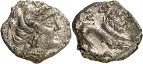 GALLIEN. 
MASSALIA (Marseille; Griechenstadt in Gallien). 
Drachme (150/100 v.Chr.) 1,86g. Artemiskopf n.l. / [MA] SS[ A] Löwe schreitet n.r. SNG Mü...