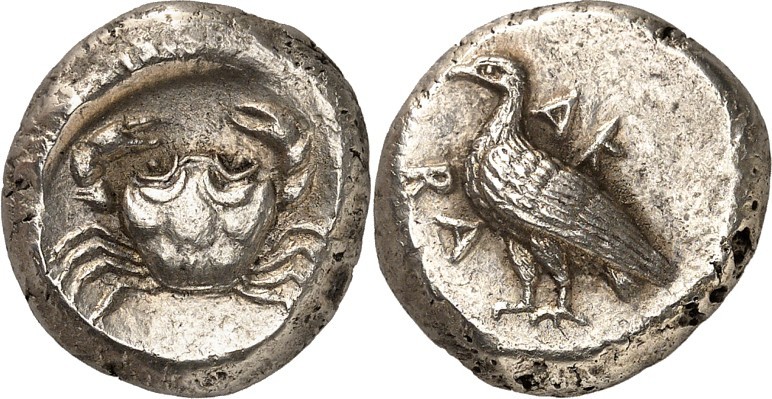 SIZILIEN. 
AKRAGAS (Agrigento). 
Stater (520/500 v.Chr.) 8,22g. Adler steht n....