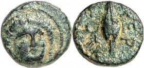THRAKIEN.
STÄDTE.
CHERSONNESOS (Gallipoli). AE-Chalkus 11mm (um 350/330 v.Chr. 1,50g. Weiblicher Kopf v.v. / XEP-PO Gerstenkorn; daneben Zweig. SNG ...