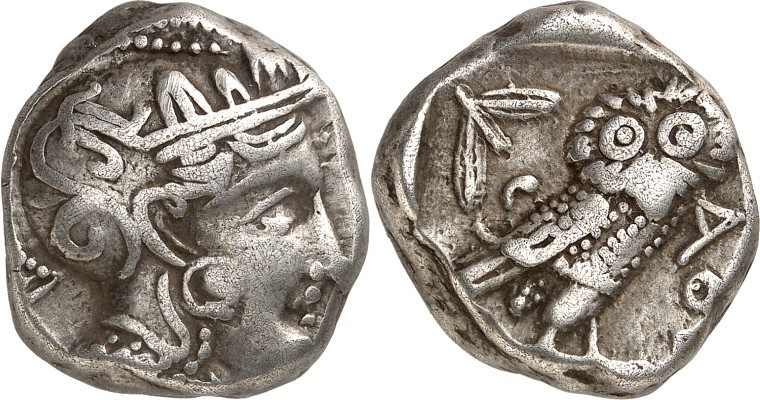 ATTIKA. 
ATHEN. Tetradrachmon (350/294 v.Chr.) 17,03g. Athenakopf n.r. / Eule s...