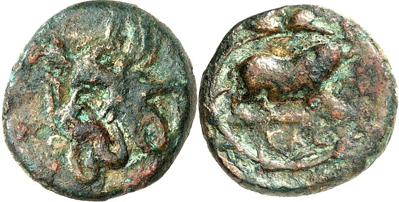 ATTIKA. 
ELEUSIS. AE-Dichalkon 15/14mm (322/270 v.Chr.) 2,84g. Triptolemos flie...