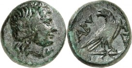 TROAS. 
STÄDTE. 
ABYDOS. AE-18mm (280/200v.Chr.) 8,73g.Kopf der Artemis mit stephanos n.r. / ABY Adler steht mit geschlossenen Flügeln n.r. Kopf n.l...
