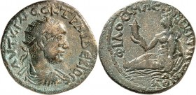 PHRYGIEN. 
PHILOMELION (Aqcehir). 
Traianus Decius 249-251. AE-Diassarion 23mm 7,26g, Stadt-Magistrat PHILEINOS. Paludamentbüste m. Strkr. n.r. AYT ...
