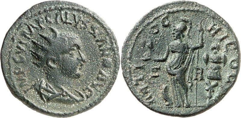 PISIDIEN. 
ANTIOCHIA (bei Yalvac). 
Volusianus 251-253. AE-Dupondius 23mm 7,01...