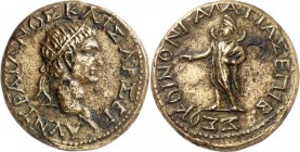 GALATIEN. 
KOINON GALATIAS. 
Traianus 98-117. AE-25mm (98/100) 11,38g, Provinzlegat Titus Pomponius BASSUS, 94-100. Kopf m.Stkr. n.r. AV NE TPAIANO ...