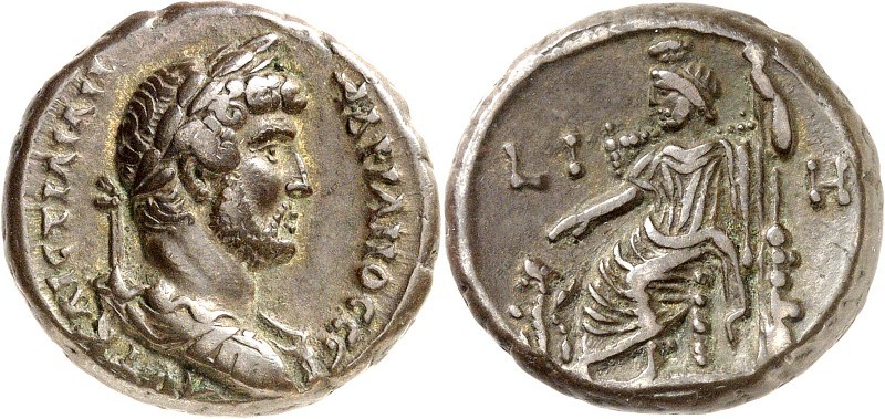 ÄGYPTEN. 
ALEXANDREIA (al-Isqandariyah). 
Hadrianus 118-138. Bi-Stater ("18"=1...