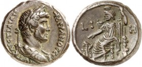 ÄGYPTEN. 
ALEXANDREIA (al-Isqandariyah). 
Hadrianus 118-138. Bi-Stater ("18"=133/134) 13,0g. Büste mit Panzer, Paludamentum und Lorbeerkranz n.r. AY...