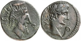 SYRTICA. 
SABRATHA. 
Augustus 27 v.Chr. / 14 n.Chr. AE-23mm 9,46g. Kopf d. Serapis n.r. SBRT'N, rechts R / CAESAR Kopf Augustus n.r, davor lituus. R...