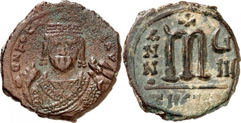 BYZANZ. 
PHOCAS 602-610. AE-Follis 25mm ("8"=&nbsp;609/610) 10,0g, Theupolis. K...