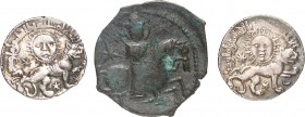 ORIENTALEN. 
SELDSCHUKEN. 3 Stücke: Rukn al din Suleiman ibm Kilij Arslan 592-600 AE-Fals Reiter n.r./ 3 Z. in Us. Mitch.ISL 964, Khusro III. 639-643...