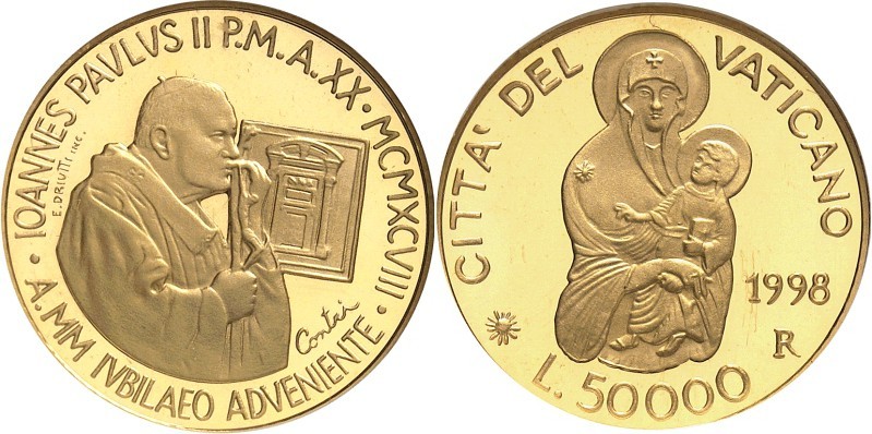 ITALIEN. 
KIRCHENSTAAT. 
Johannes Paul II. 1978-2005. 50000 Lire 1998An XXI Pa...