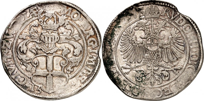 NIEDERLANDE. 
KAMPEN. 
Stadt. Behelmter Reichstaler 1597/94 mit Titel Rudolf I...