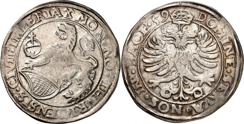 SCHWEIZ. 
ZÜRICH, Stadt. 
Taler 1559 Löwe mit Wappen und Reichsapfel n. l. / G...
