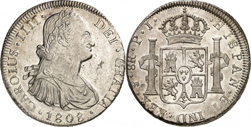 SPANIEN. 
KÖNIGREICH. 
Carlos IV. 1788-1808. 8 Reales 1808 PJ Potosi. CC.&nbsp...