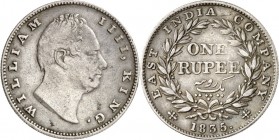 INDIEN. 
British - East India Company. 
William IV. 1830-1837. One Rupee 1835 RS inkus, Kalkutta. K.M. 450.7. . 


R ss