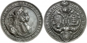 Römisch Deutsches Reich. 
Leopold I. 1657-1705. Guß-Medaille 1676 a. s. Vermählung mit Eleonora M. Theresia v. d.Pfalz. Erhabene Brb. d. Paares n. r....