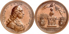 Römisch Deutsches Reich. 
Karl VII. (1726-)1742-1745. Medaille 1742 (v. A. Vestner) a.s. Kaiserwahl am 24. Januar. Geharn. Brb. n.r. / PROVIDENTIA NU...