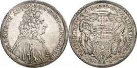 STANDESHERREN-Salzburg, Erzbistum. 
Franz Anton, Fürst von Harrach 1709-1727. Taler 1711 (Stempel von P.H. Müller). Brb. n.r. / Wappen unter Legatenh...