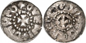 Bardowick. 
Bernhard I., Herzog von Sachsen 973-1011. Denar 0,94g. Tatzenkreuz + OVENI+DHN S (o.ä.) Tatzenkreuz im Kreis v. 19 Perlen / nur der Perlk...