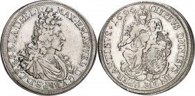 Bayern. 
Maximilian II. Emanuel 1679-1726. 1/2 Taler 1694 Geharn. Brb. n.r. / Madonna mit Kurwappen. Hahn&nbsp; 198, Witt.&nbsp; 1647. . 


i.F. p...