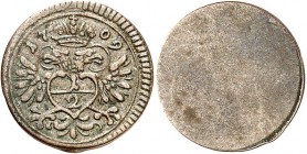 Bayern. 
Joseph I.: Kaiserliche Administration 1705-1715. Eins. 1/2 Kreuzer 1709 München, Doppeladler mit 1/2. Hahn&nbsp; 227, Her.&nbsp; 306, Witt. ...