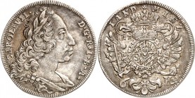 Bayern. 
Karl Albrecht 1726-1745. 6&nbsp;Kreuzer Landmünze 1744. mit Name Karls VII., Belorb. drap. Brb. n.r.&nbsp;/ Gekr. Doppeladler. Hahn&nbsp; 27...