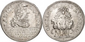 Bayern. 
Maximilian III. Joseph 1745-1777. Medaille 1747 (v. Thi\'e9baud) auf die Huldigung der Stände. Büste n.r. / Bavaria in Quadriga von vorn. Ag...