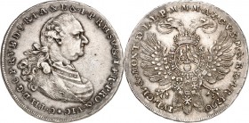 Bayern. 
Karl Theodor 1777-1799. 1/2 Konv.-Taler 1790 a.d.Vicariat (o.Sign.) im Harnisch , mit Umhang/ Doppeladler mit 3 feldr. ovalen Schild. Hahn&n...